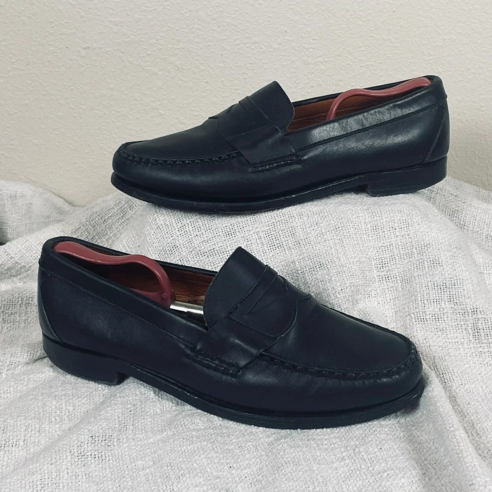 Allen Edmonds Cavanaugh Loafers Mens 10 E Black Leather Penny Dress Made USA